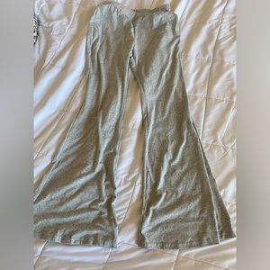 gray, criss-cross yoga pants